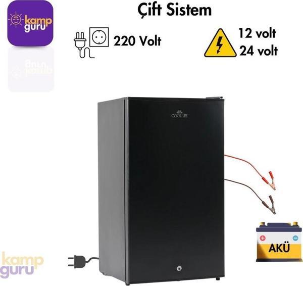 Çift Sistem Cool Life 90 Litre Siyah Buzdolabı 12/24/220 Volt - Image 1