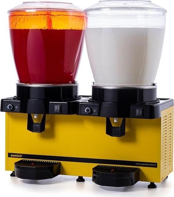 Samixir Panoramik Twin 22+22 Lt Fıskiyeli-Karıştırıcılı Soğuk İçecek Makinesi SM44-AY - Image 1