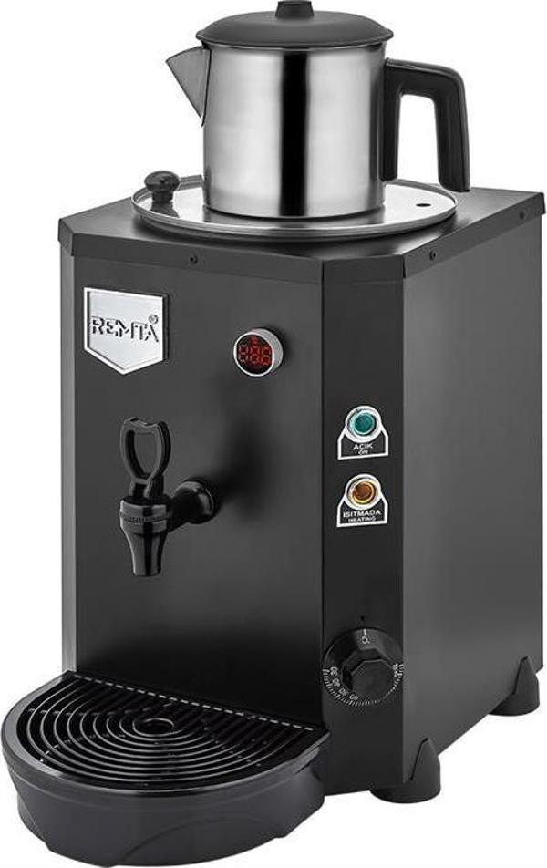 Remta Mini Jumbo 9 Litre Tek Demlikli Çay Kazanı Makinesi - Siyah - Image 1