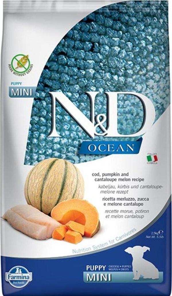 N&D Ocean Morina Balıklı Balkabaklı Mini Yavru Köpek Maması 2,5 Kg - Image 1