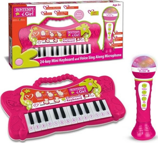 Nessiworld  Elektronik 24 Tuşlu Mikrofonlu Org Seti Pembe - Image 1