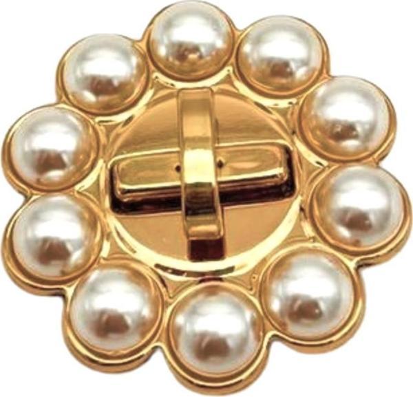Angel Çanta Aksesuar 6 cm İncili Yuvarlak  Light Gold  Kilit - Image 1