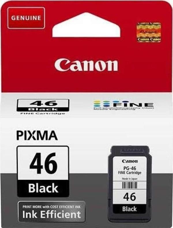 Canon PG-46 Black Siyah Mürekkep Kartuş E404-414-474 E3140 Orjinal Siyah Mürekkep Kartuş - Image 1