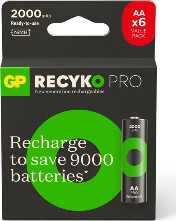 GP AA 2000 mAh Pro Şarjlı Kalem Pil 4+2 Li Paket - Image 1