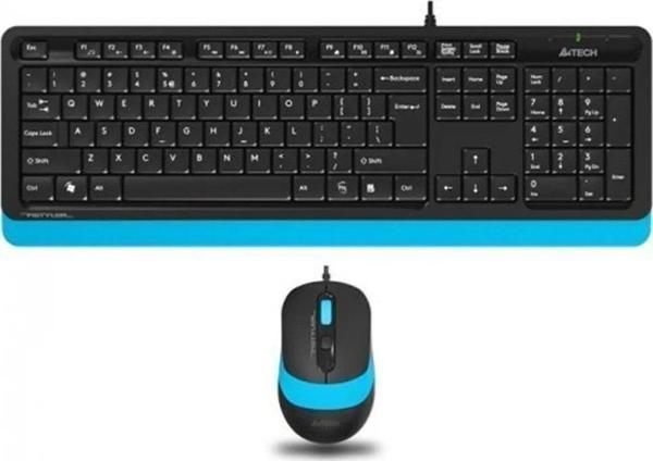 A4 Tech Nano Alıcı Kablosuz Multimedia Türkçe Klavye Mouse Seti Mavi Siyah - Image 1