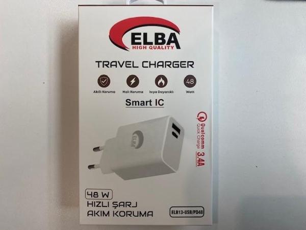 Elba ELB13 Elb-48w 3.4A USB-Pd48 (Usb+Type-C) Akıllı Koruma- Isıya Dayanklı Hızlı Şarj Ev Şarj Kafa - Image 1