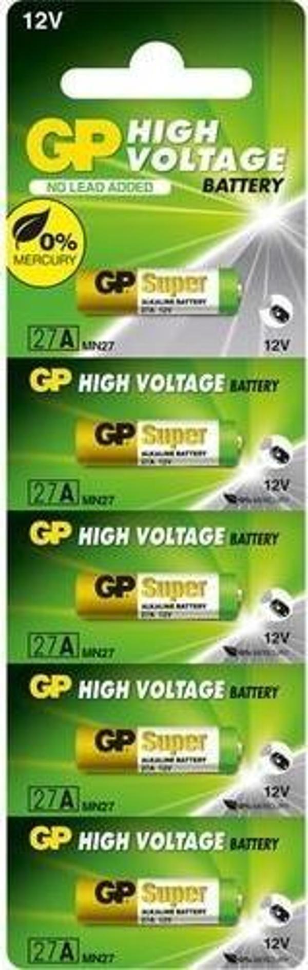 GP GP27A-C5 27A 12V Alkalin Spesifik Pil 5 Li Paket - Image 1