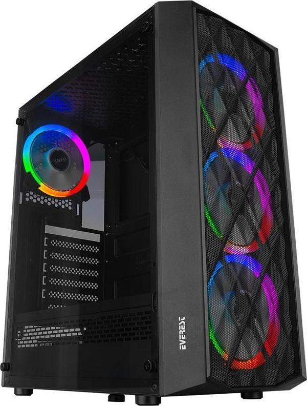 Everest BUMPY 4-12cm RGB Fan Tempered Camlı ATX Mid-T Gaming Oyuncu Kasası - Image 1