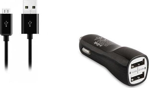 S-link 2.1 Amper Micro Usb Akıllı Telefonlar 2in1 Araba Şarjı ve Kablosu - Image 1