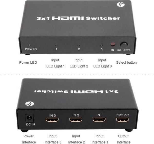 Vcom 3-1 Port 1.4V 3D Metal Hdmi Switch - Image 1