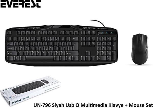 Everest Siyah Usb Q Multimedia Kablolu Klavye + Mouse Set - Image 1