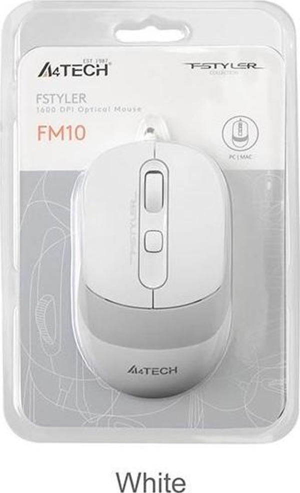 A4 Tech Usb Fstyler Beyaz Optik 1600 Dpi Kablolu Mouse - Image 1