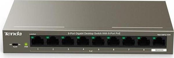 Tenda 9 Port 8 Port Poe+ 10-100-1000 Switch + 1 Port Uplink Poe Switch - Image 1