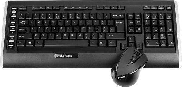 A4 Tech Siyah Q TR Kablosuz Multimedya Klavye ve Mouse Set - Image 1