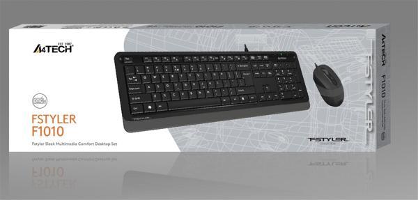 A4 Tech Q TR Usb Multimedia Kablolu Klavye Mouse Seti Gri  - Image 1
