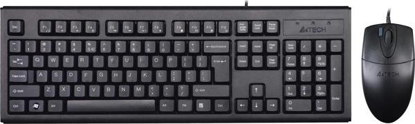 A4 Tech Siyah Q Türkçe Usb Fn Multimedya Kablolu Klavye ve Mouse Seti - Image 1