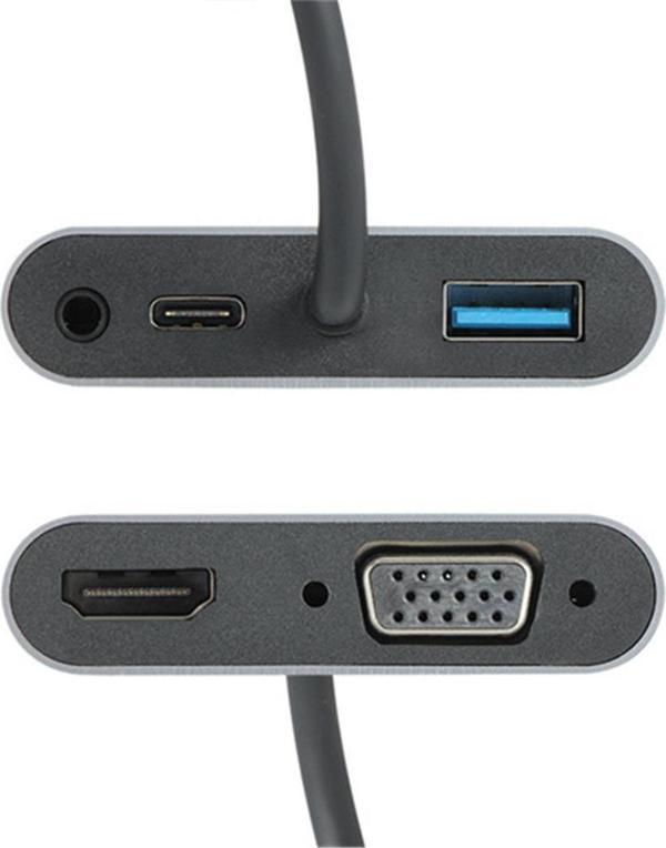 Vcom Type-C To Hdmi + Vga + Usb 3+3.5mm Aux + Type-C Çevirici - Image 1