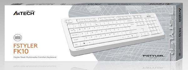 A4 Tech Usb Q Türkçe USB Kablolu Multimedia Klavye Beyaz Gri - Image 1
