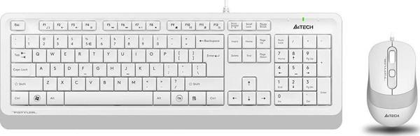 A4 Tech Beyaz 1600 Dpi Türkçe Q USB Kablolu Klavye + Mouse Seti - Image 1