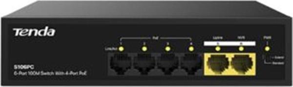Tenda 6 Port 4 Port Poe+ 10-100 Mbps + 2 Port Uplink Switch Çelik Kasa Rack Mount - Image 1