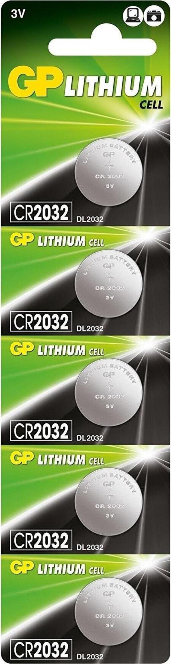 GP CR2032 3V Lityum Düğme Pil 5'li Paket Bios Pili - Image 1