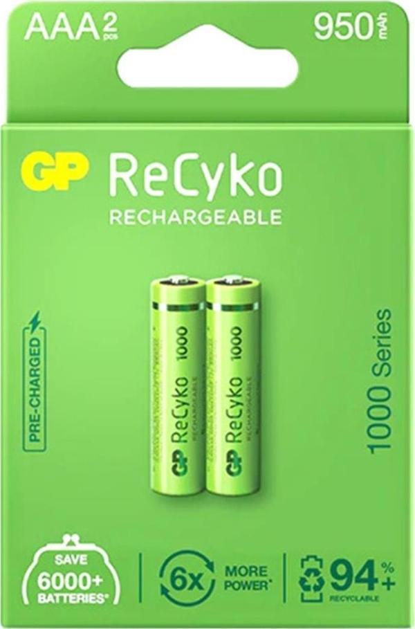 GP AAA 950 mAh Şarjlı İnce Kalem Pil 2 Li Paket - Image 1