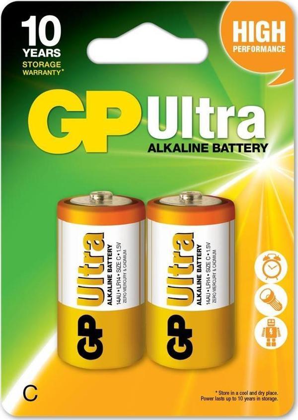 GP LR14 Orta Boy Ultra Alkalin Pil 2 Li Paket C Boy - Image 1