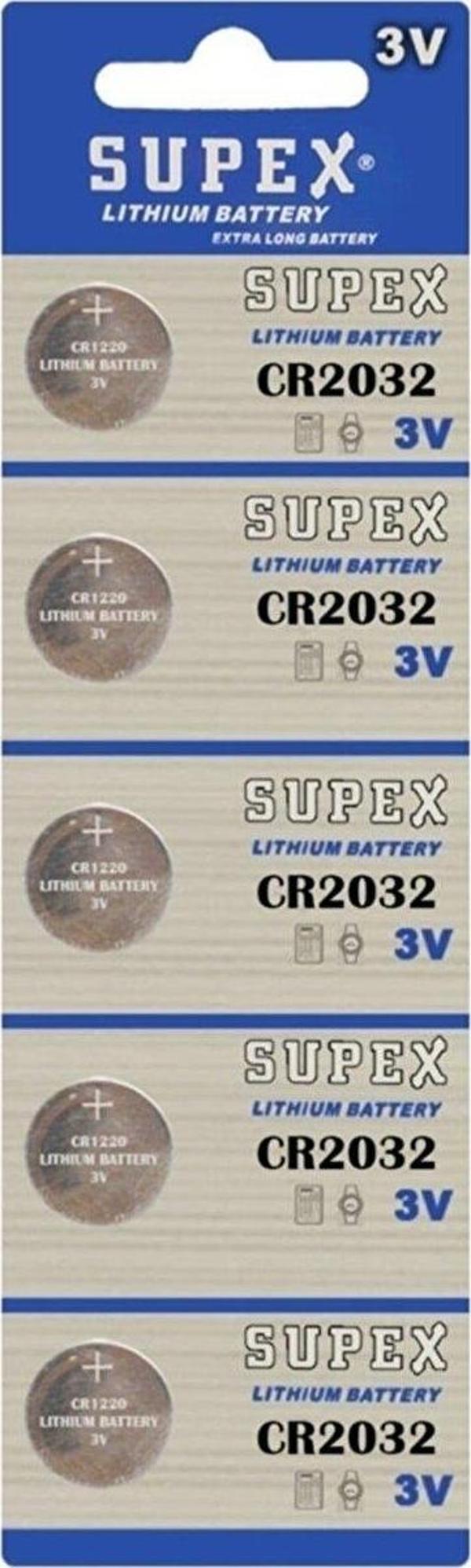 Supex CR2032 Elektronik Aygıtlar Için Lityum Para Pil 3V 5'li - Image 1