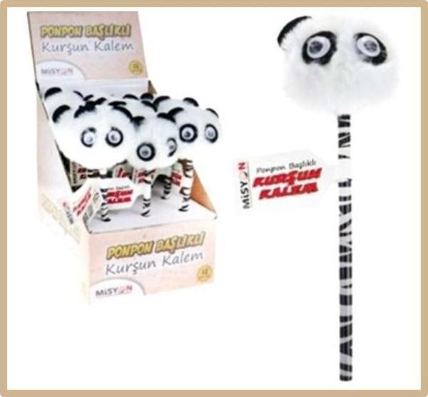 Misyon Panda Ponpon Başlıklı Kurşun Kalem - Image 1
