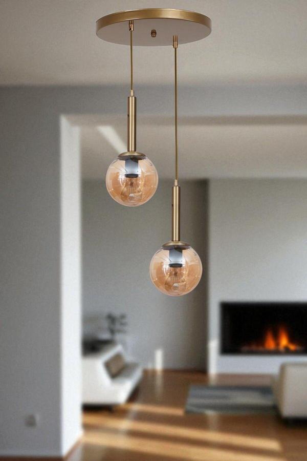 SEZGİ 2 Lİ TEPSİLİ ESKİTME BAL CAMLI SARKIT - Image 1