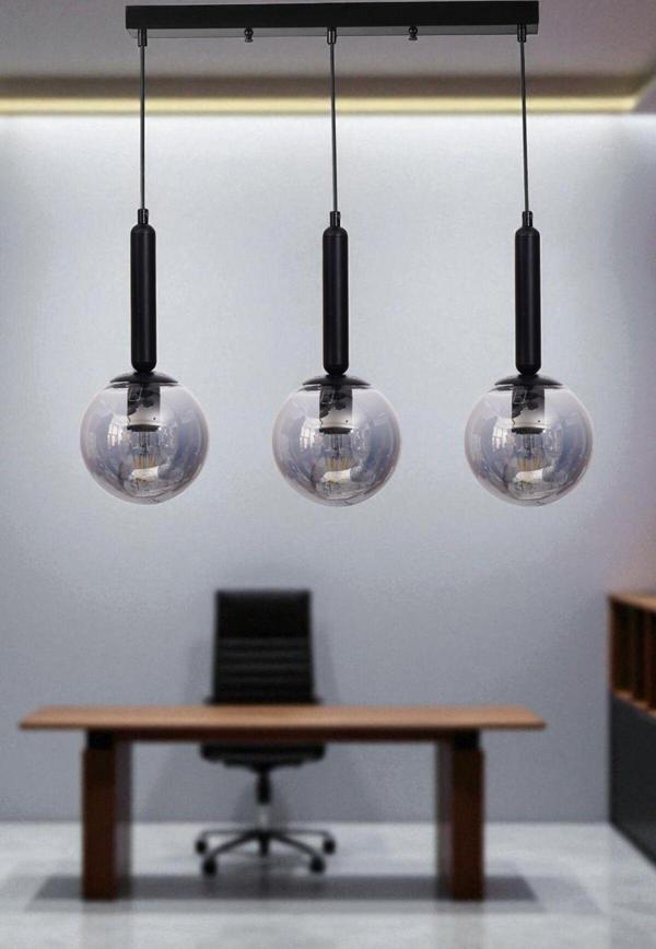 SEZGİ 3 LÜ SIRALI SİYAH FÜME CAMLI SARKIT - Image 1