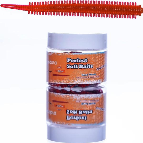 Pandora Kavanoz Perfect Soft Baits Sandworm 7cm Renk:RedBerry - Image 1
