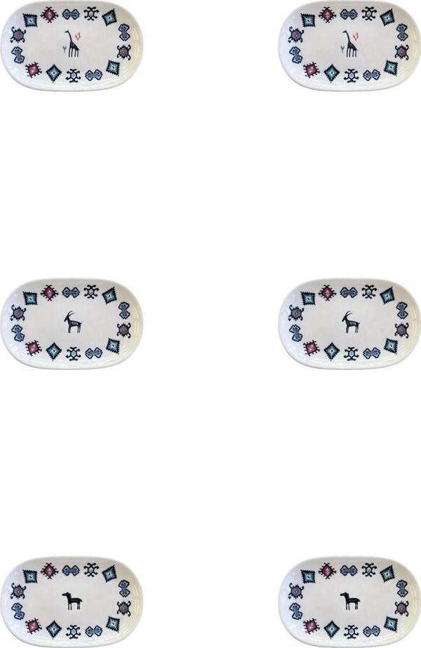 Porser Porselen Hitit Oval Kayık Tabak Takımı 20x13cm 6 Parça TVL6OKYPRS1229 - Image 1