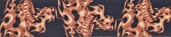 GİTAR ASKISI 50MM DOKUMA FLAMING SKULLS - Image 1