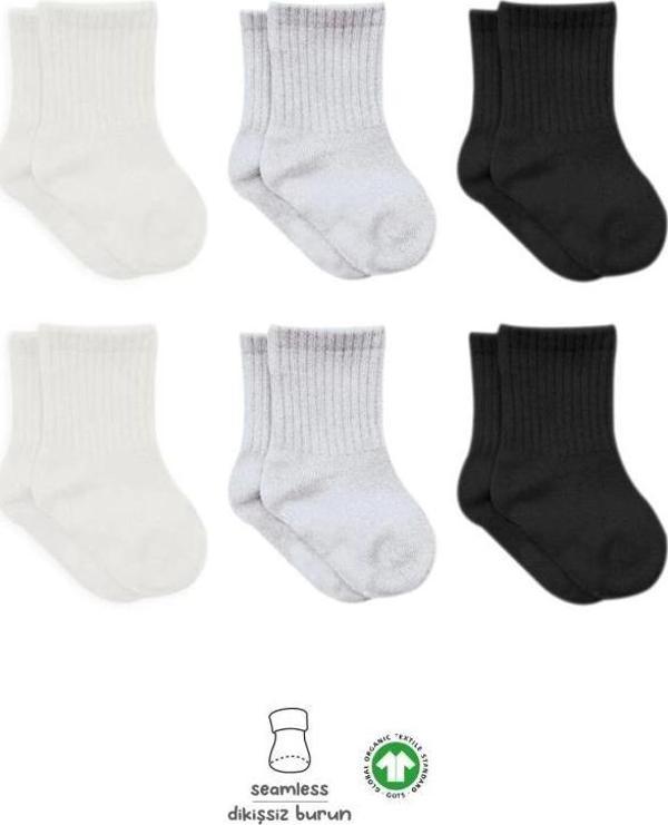 Nessiworld  Bistyle Basic Penye Soket Çorap 6'Lı BS10101B Ekru Gri Siyah - Image 1
