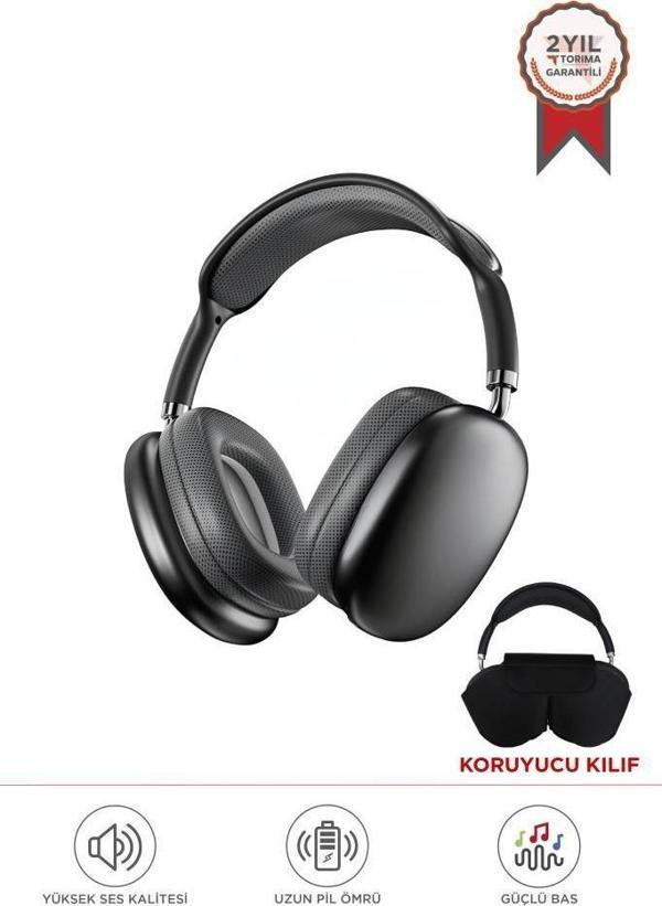 Torima P9 Pro Max Siyah Kablosuz 5.0 Mikrofonlu Sd Kart Girişli Aux Kablolu Bluetooth Kulaklık - Image 1