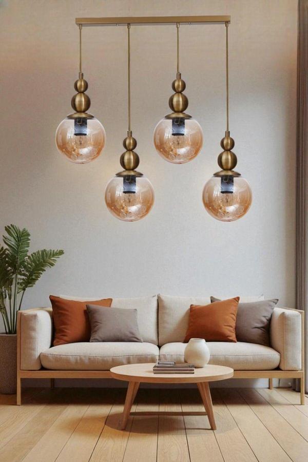 YAREN 4 LÜ SIRALI ESKİTME BAL CAMLI SARKIT - Image 1