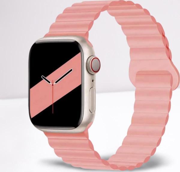Cosmostech Akıllı Saat Watch için Uyumlu 42MM 44MM 45MM 49MM 1/2/3/4/5/6/se/7/8/ultra Magnetli Kordon ve Kayışı Pembe - Image 1