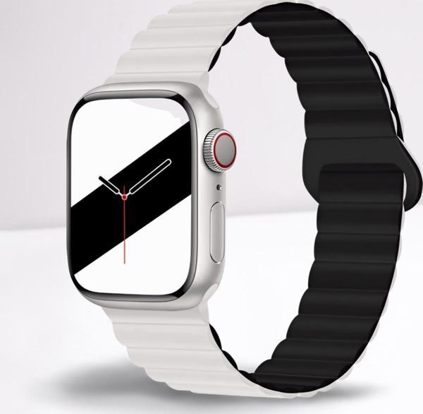 Cosmostech Akıllı Saat Watch için Uyumlu 42MM 44MM 45MM 49MM 1/2/3/4/5/6/se/7/8/ultra Magnetli Kordon ve Kayışı Beyaz(Si - Image 1