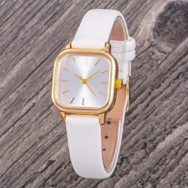Oleydi Beyaz Renk Deri Kordonlu Gold Renk Minimal Kadın Kol Saati ST-304363 - Image 1