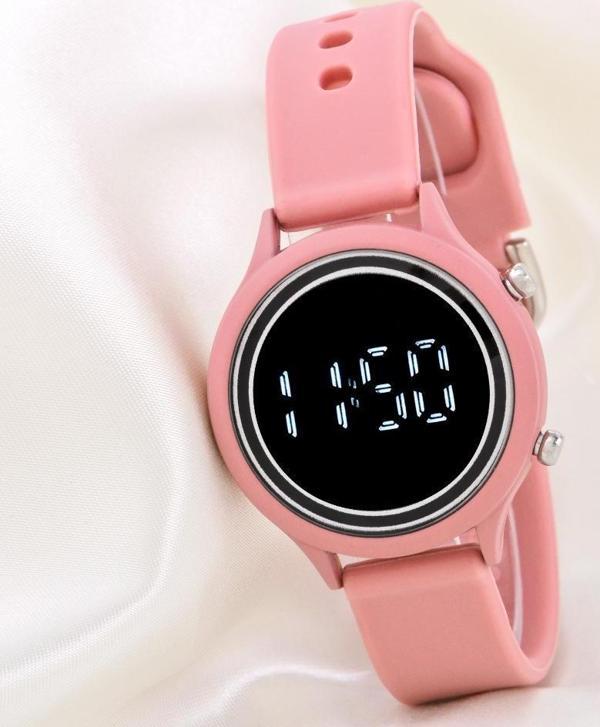 Koyu Pembe Silikon Kordonlu Led Watch Genç Kız Kadın Kol Saati ST-304168 - Image 1
