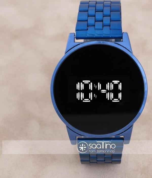 Lacivert Çelik Kordonlu Dokunmatik Led Unisex Kol Saati ST-303920 - Image 1