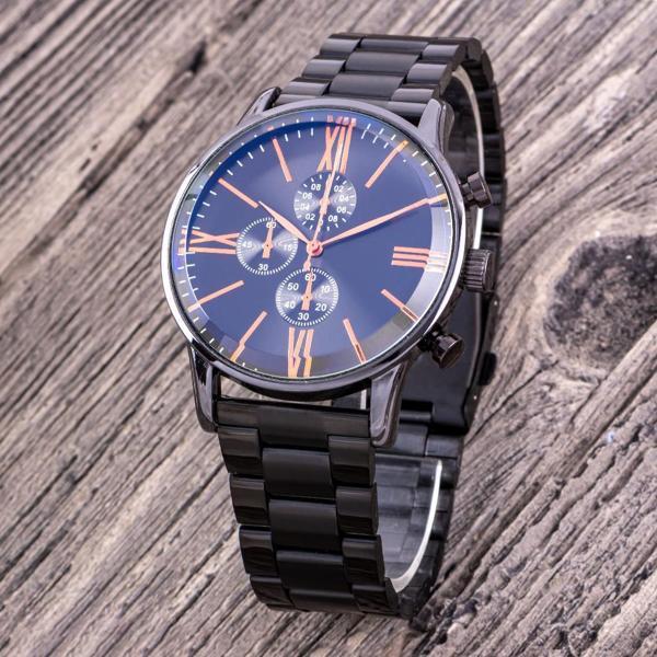 Premium Siyah Analog Erkek Kol Saati Çelik Kasa ST-304298  - Image 1