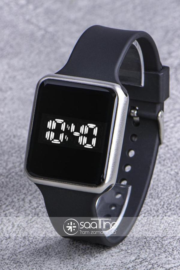 SaaTTino Gümüş Renk Silikon Kordonlu Dokunmatik Led Kasa Unisex Kadın Saat ST-303840 - Image 1