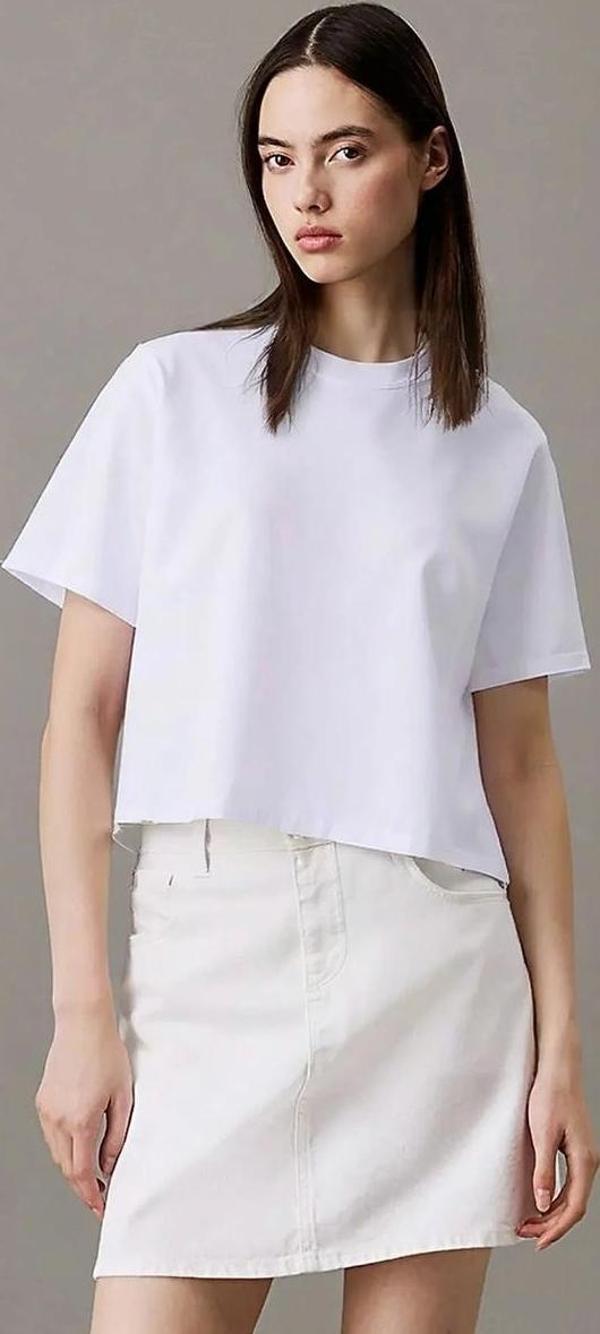 Calvin  Klein Kadın Beyaz  Yuvarlak Normal Düz Kadın T-Shirt  LVGWS5K109-YAA - Image 1