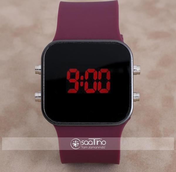SaaTTino Trend Bordo Renk Siyah Kasa Silikon Kordonlu Dijital Unisex Kadın Kol Saati ST-303952 - Image 1