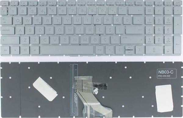 Hp ile Uyumlu 15-db1017nt, 15-db1018nt, 15-db1019nt Uyumlu Laptop Klavye Silver Backlit LED - Image 1