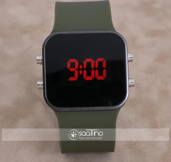 SaaTTino Watch Siyah Kasa Haki Yeşil Kordon Dijital Ekran Unisex Kol Saat ST-303895 - Image 1