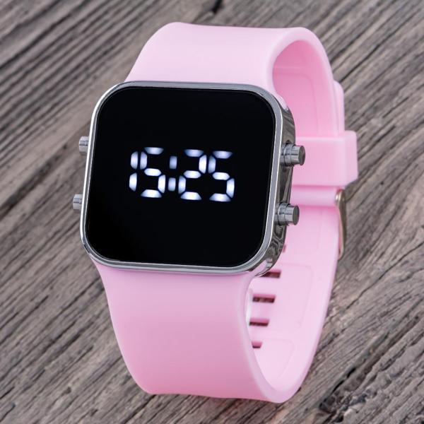 Trend Model Pembe Renk Silikon Kordonlu Led Kadın Genç Kız Kol Saati ST-304322 - Image 1
