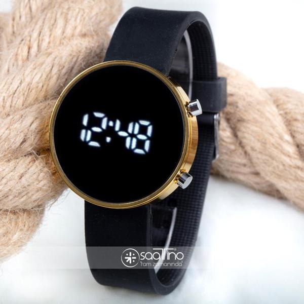 Dijital Led Watch Sarı Yuvarlak Kasa Siyah Silikon Kordon Unisex Kol Saat ST-303561 - Image 1